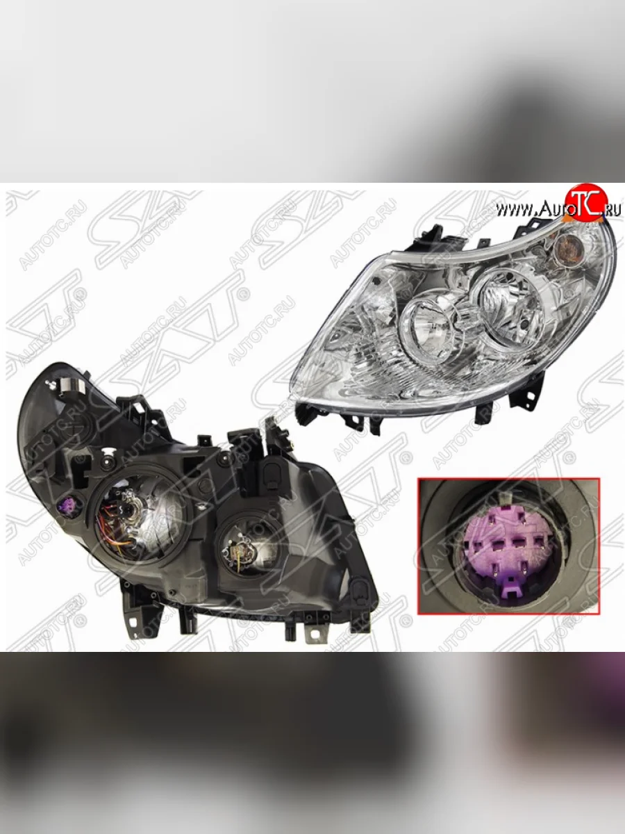 Левая передняя фара SAT (c электрокорректором, 8 контактов, фиолетовый разъем) Fiat Ducato 250 (2006-2014)  в Керчи Республика Крым