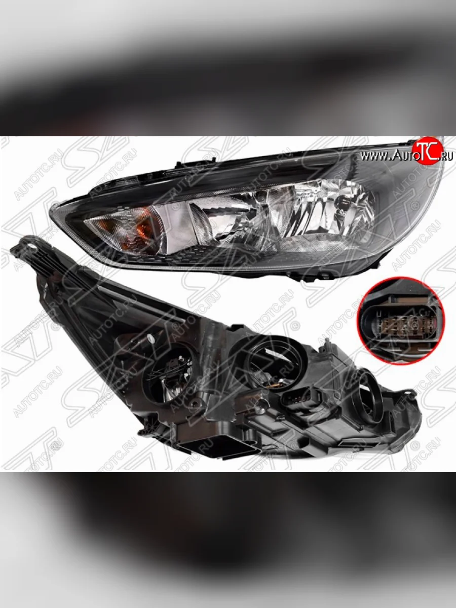 Передняя левая фара SAT (с электрокорректором) Ford Focus 3 хэтчбэк рестайлинг (2014-2019) (Черная)  в Керчи Республика Крым
