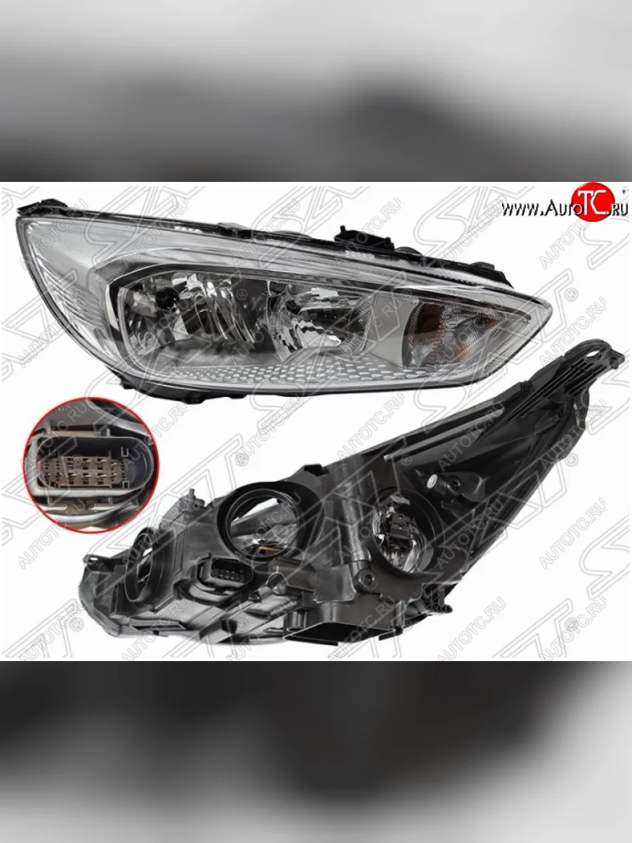 Передняя правая фара SAT (хром, с электрокорректором) Ford Focus 3 седан рестайлинг (2014-2019)  с доставкой в г. Керчь