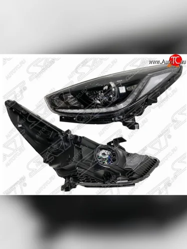 Левая передняя фара SAT (линза, ДХО) Hyundai Solaris HCR седан дорестайлинг (2017-2020)