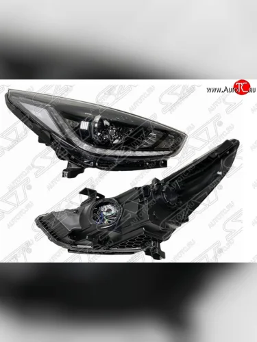 Правая передняя фара SAT (линза, ДХО) Hyundai Solaris HCR седан дорестайлинг (2017-2020)