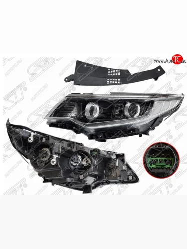 Левая передняя фара SAT (Галоген, LED, комплектация GT) KIA Optima 4 JF дорестайлинг седан (2016-2018)