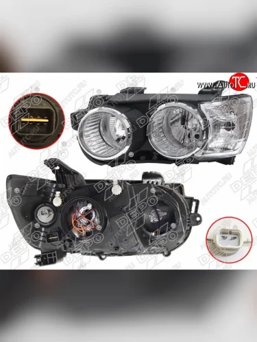 Левая передняя фара DEPO (хром) Chevrolet Aveo T300 хэтчбек (2011-2015)