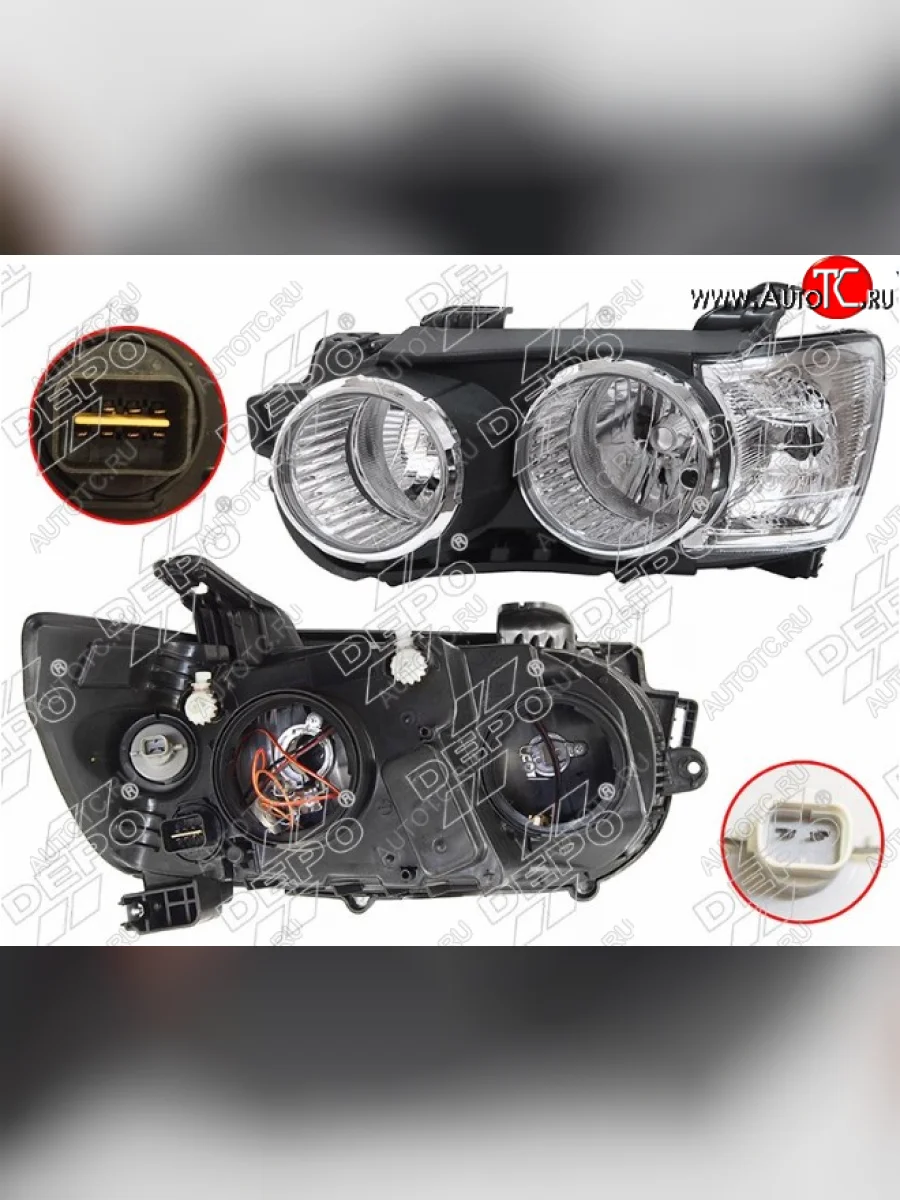 Левая передняя фара DEPO (хром) Chevrolet Aveo T300 хэтчбек (2011-2015)  в Самаре Самарской области