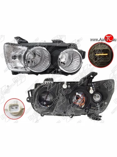 Правая передняя фара DEPO (хром) Chevrolet Aveo T300 хэтчбек (2011-2015)