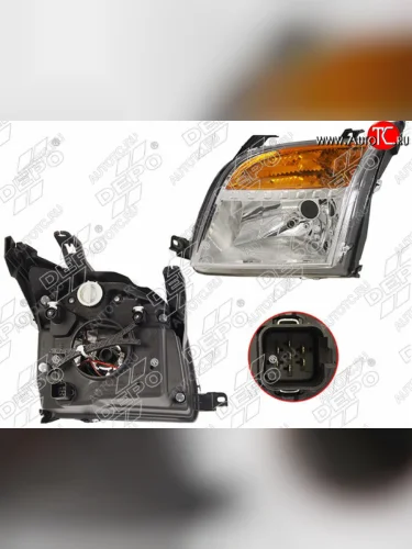 Левая передняя фара DEPO (с корректором) Ford Fusion  1 (2005-2012)  рестайлинг, хэтчбэк