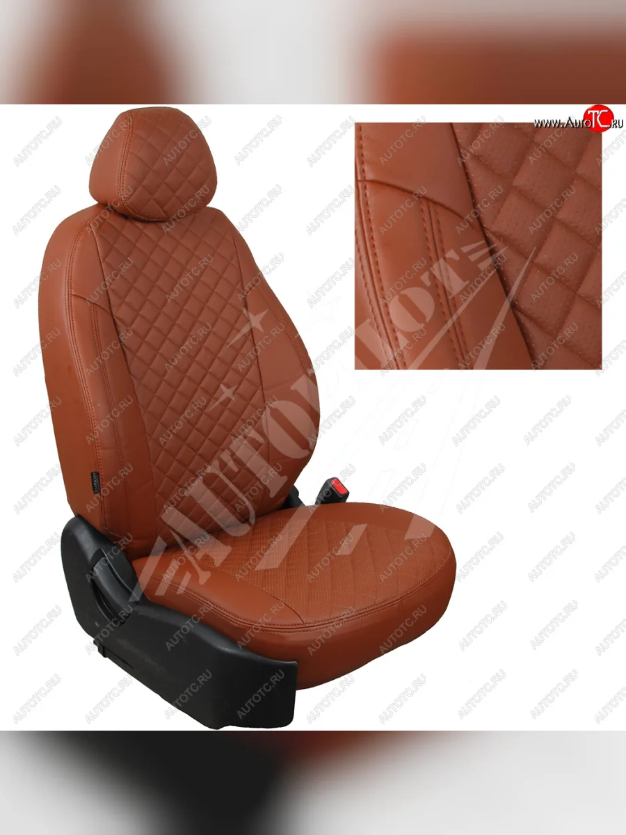 Чехлы сидений AUTOPILOT Экокожа Ромб (60/40)  Hyundai Creta (2015-2021) GS (Коричневый + Коричневый)  в Самаре Самарской области