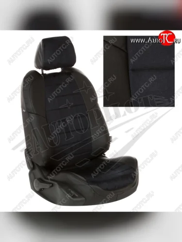 Чехлы сидений AUTOPILOT Алькантара (40/60 без подлокотника, Standart / Classic) (Черный + Черный) Toyota Corolla  E210 (2018-2022) седан дорестайлинг