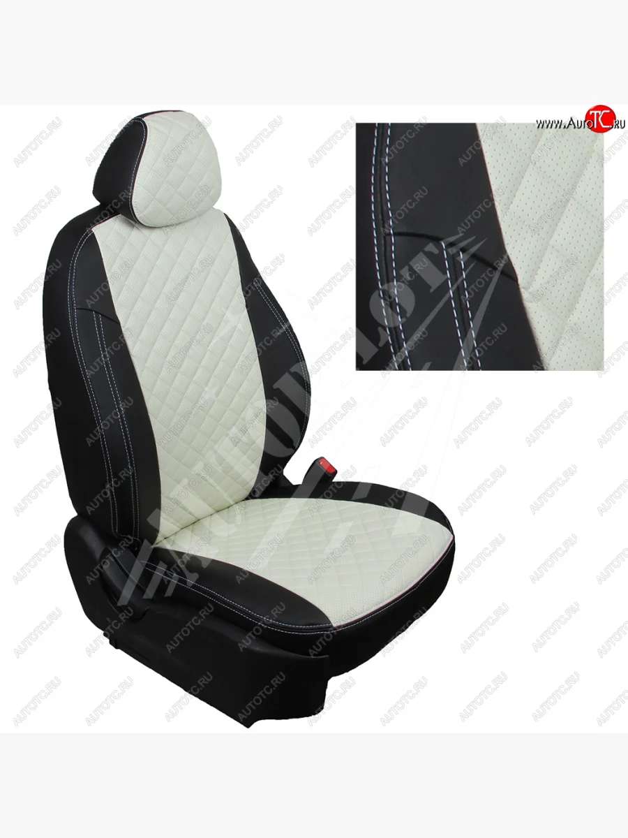 Чехлы сидений AUTOPILOT Экокожа Ромб (40/60 с подлокотником, 2123 с 2016 г.в.)  Лада ВАЗ  2123 (Нива Шевроле), Нива Трэвел (Черный + Белый)  в Самаре Самарской области