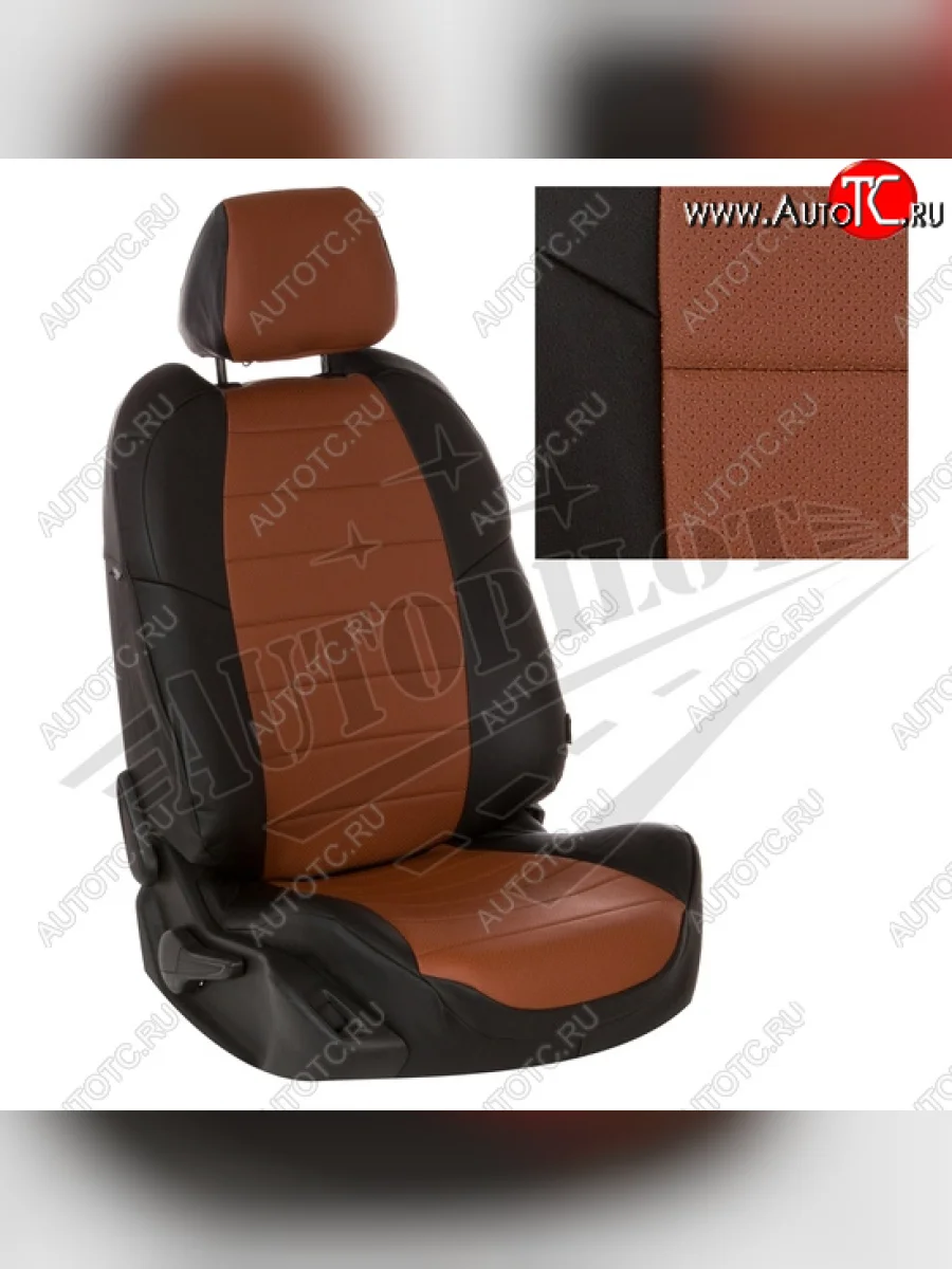 Чехлы сидений AUTOPILOT Экокожа (40/60 с задним подлокотника, Comfort / Prestige)  Toyota Corolla (2018-2022) E210 (Черный + Коричневый)  в Керчи Республика Крым