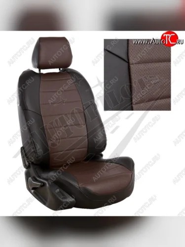 Чехлы сидений AUTOPILOT Экокожа (40/60 с задним подлокотника, Comfort / Prestige) (Черный + Шоколад) Toyota Corolla  E210 (2018-2022) седан дорестайлинг