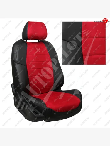 Чехлы сидений AUTOPILOT Алькантара (40/60 с задним подлокотника, Comfort / Prestige) (Черный + Красный) Toyota Corolla  E210 (2018-2022) седан дорестайлинг