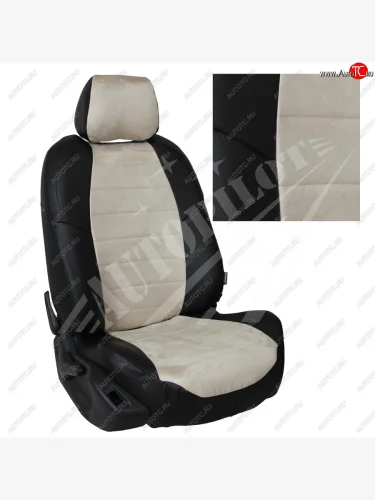 Чехлы сидений AUTOPILOT Алькантара (40/60 с задним подлокотника, Comfort / Prestige) (Черный + Бежевый) Toyota Corolla  E210 (2018-2022) седан дорестайлинг