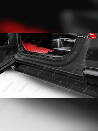 Пороги алюминиевые Slitkoff (Standart Black) Toyota RAV4  XA40 (2012-2015) 5 дв. дорестайлинг