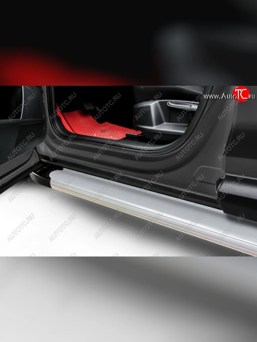 Пороги алюминиевые Slitkoff Toyota RAV4 XA40 5 дв. рестайлинг (2015-2019) (Optima Silver)  в Перми Пермском крае