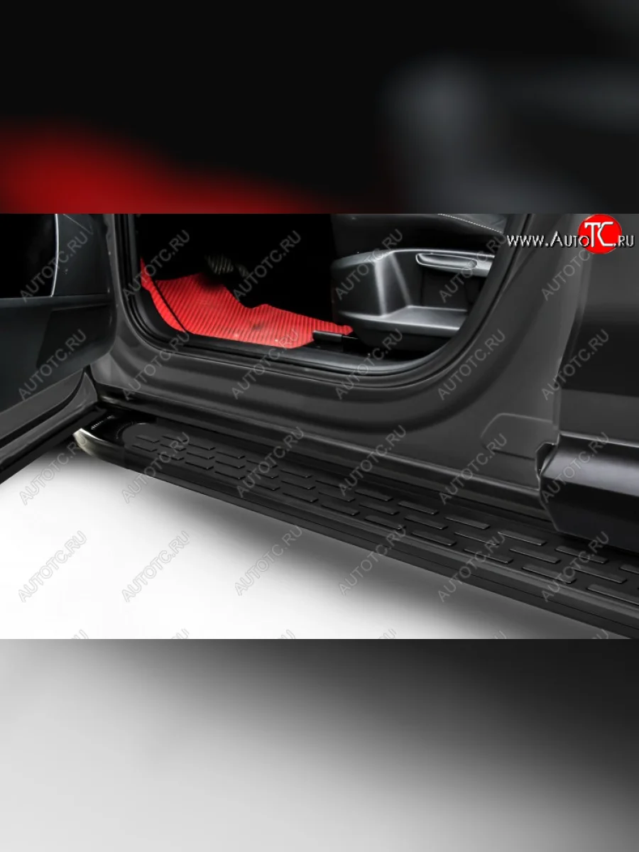 Пороги алюминиевые Slitkoff Toyota RAV4 XA40 5 дв. рестайлинг (2015-2019) (Premium Black)  в Перми Пермском крае