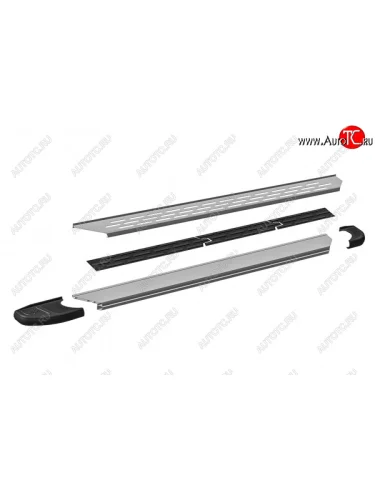 Пороги алюминиевые Slitkoff (Premium Silver) Mitsubishi ASX 1-ый рестайлинг (2013-2016)