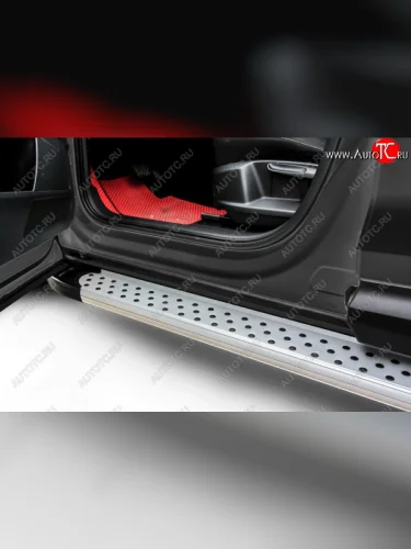 Пороги алюминиевые Slitkoff (Standart Silver) Honda CR-V RW,RT дорестайлинг (2016-2020)