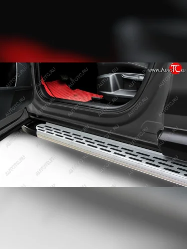 Пороги алюминиевые Slitkoff (Premium Silver) Geely Emgrand X7 1-ый рестайлинг (2015-2018)