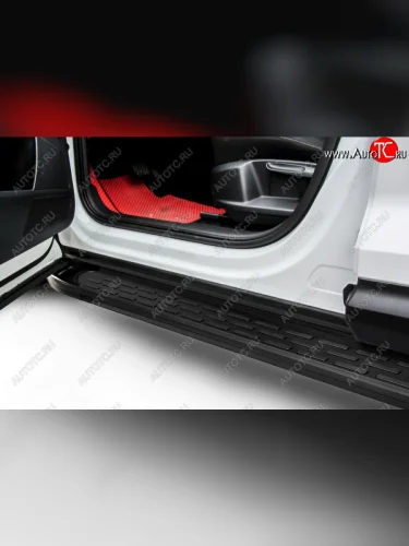 Пороги алюминиевые Slitkoff (Premium Black) Hyundai Santa Fe  DM (2012-2016) дорестайлинг