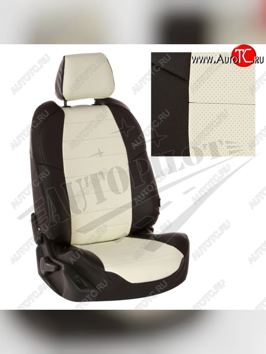 Чехлы сидений AUTOPILOT Экокожа (ЗС 40/60)  Nissan Terrano (2016-2022), Renault Duster (2015-2021) (Черный + Белый)  в Самаре Самарской области