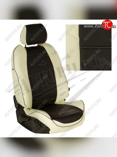 Чехлы сидений AUTOPILOT Экокожа (ЗС 40/60) (Белый + Черный) Nissan Terrano  D10 (2016-2022), Renault Duster  HS (2015-2021)