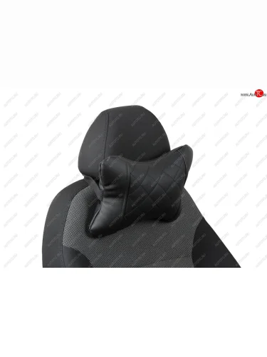 Подушка под шею AUTOPILOT Экокожа Ромб (Черный + Черный) 