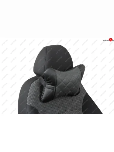 Подушка под шею AUTOPILOT Экокожа Ромб (Черный + Серый) 