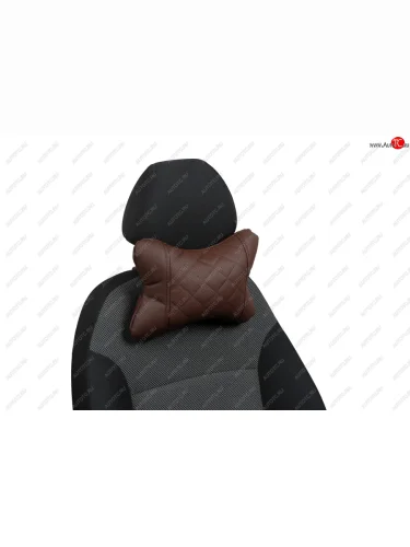 Подушка под шею AUTOPILOT Экокожа Ромб (Шоколад + Шоколад) 