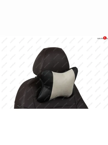 Подушка под шею AUTOPILOT Алькантара (Черный + Бежевый) 