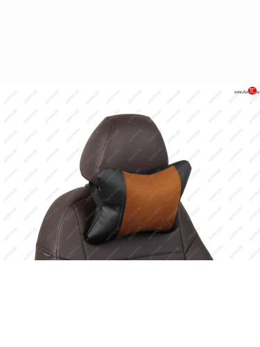 Подушка под шею AUTOPILOT Алькантара (Черный + Коричневый) 