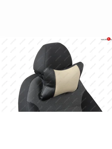 Подушка под шею AUTOPILOT Экокожа (Черный + Бежевый) 