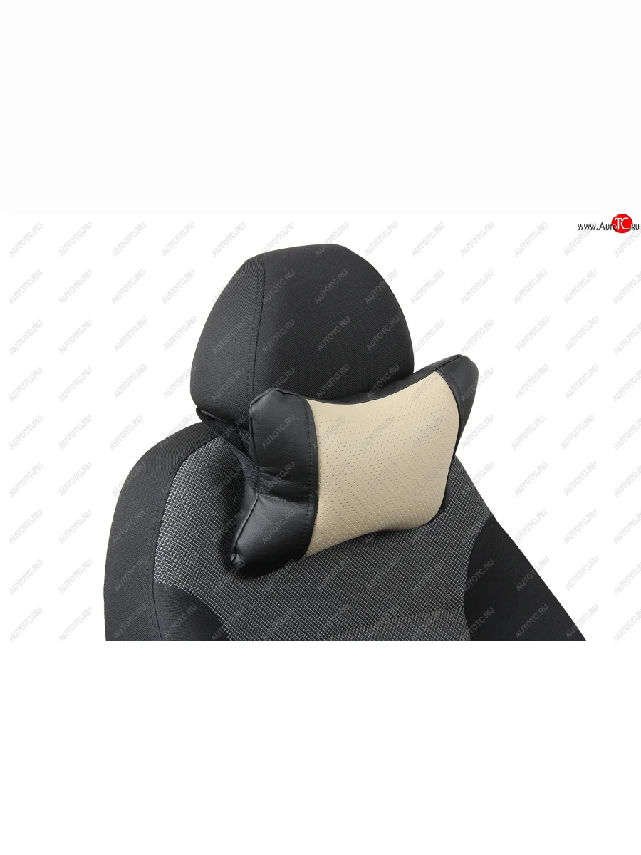 Подушка под шею AUTOPILOT Экокожа   (Черный + Бежевый)  в Самаре Самарской области