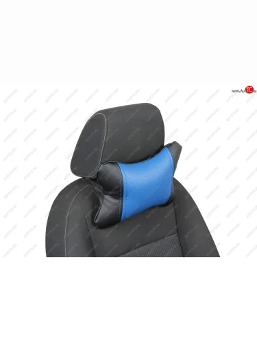 Подушка под шею AUTOPILOT Экокожа (Черный + Синий) 