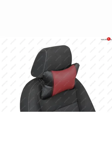 Подушка под шею AUTOPILOT Экокожа (Черный + Бордовый) 