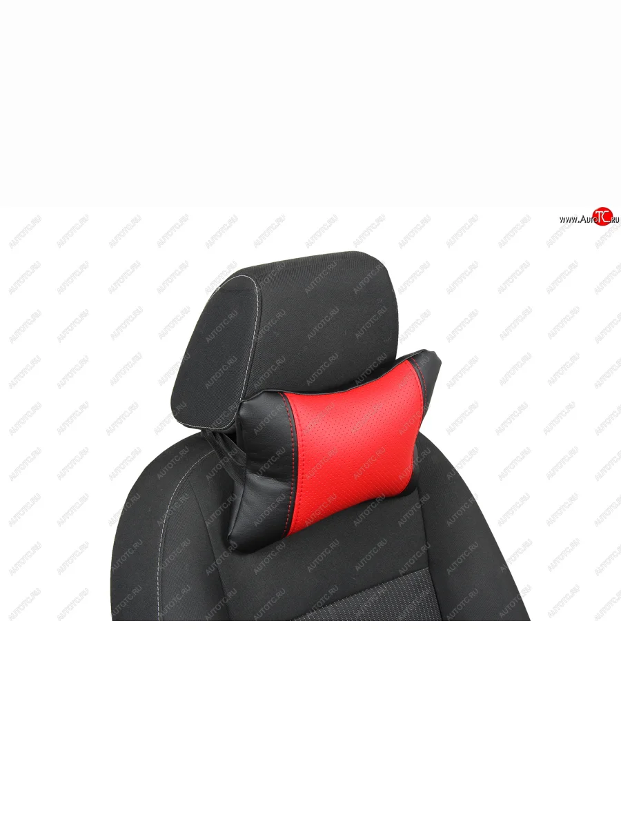 Подушка под шею AUTOPILOT Экокожа   (Черный + Красный)  с доставкой в г. Керчь