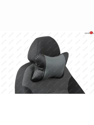 Подушка под шею AUTOPILOT Экокожа (Черный + Серый) 