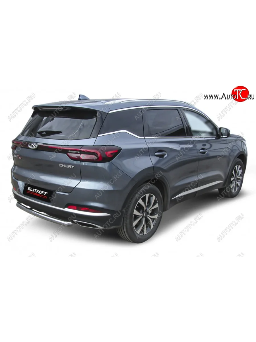 Защита заднего бампера Slitkoff (Ø57 мм)  Chery  Tiggo 7 PRO, Tiggo 7 Pro Max  T1E (Нержавеющая сталь)  с доставкой в г. Самара
