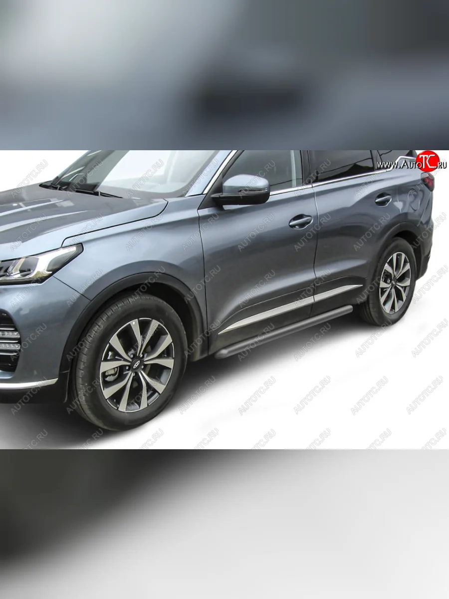 Защита порогов Slitkoff (Ø 57 мм, труба) Chery Tiggo 7 PRO (2019-2025) (Цвет: серебристый)  в Перми Пермском крае