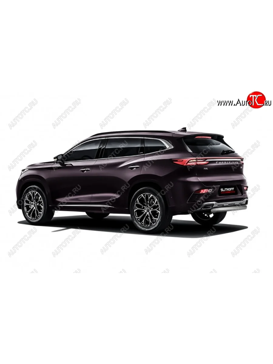 Защита заднего бампера Slitkoff (Ø 57 мм)  EXEED TXL (2020-2021) (Цвет: серебристый)  в Воронеже Воронежской области