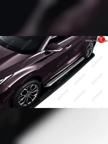 Защита порогов Slitkoff (Ø 57 мм, с листом) (Нержавеющая сталь) EXEED TXL (2020-2021)  дорестайлинг