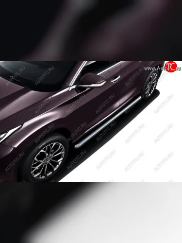 Защита порогов Slitkoff (Ø 76 мм, труба) (Нержавеющая сталь) EXEED TXL (2020-2021)  дорестайлинг