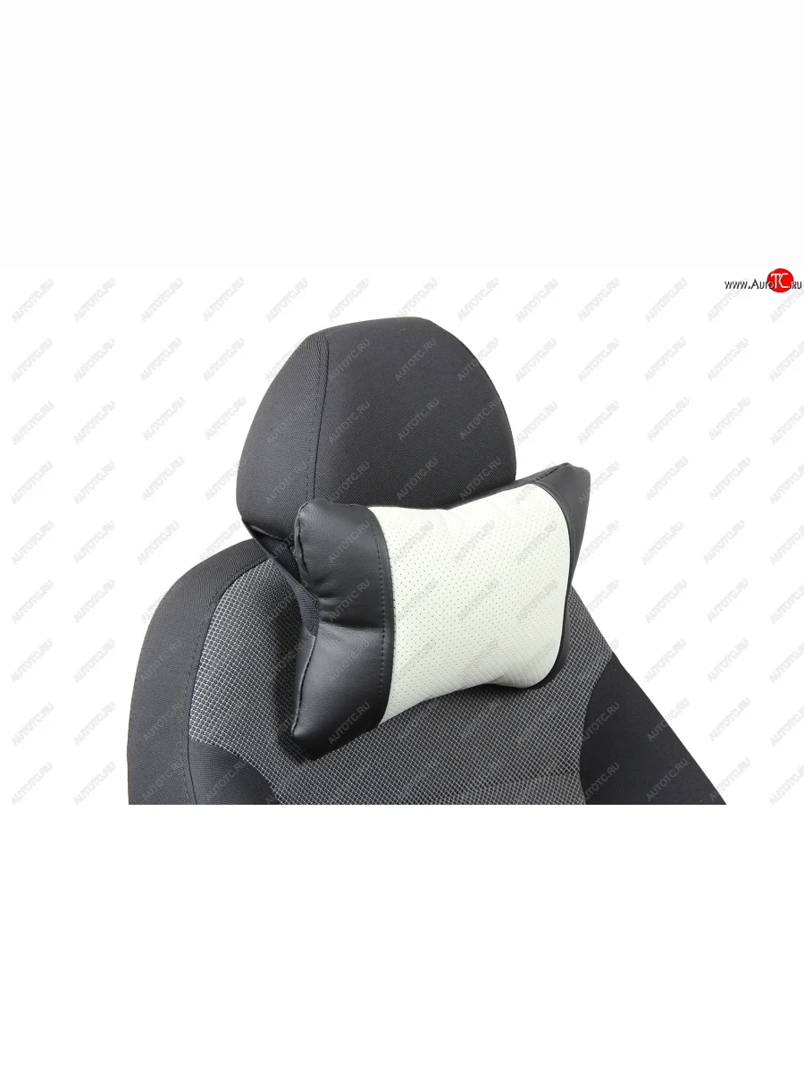 Подушка под шею AUTOPILOT Экокожа   (Черный + Белый)  в Самаре Самарской области