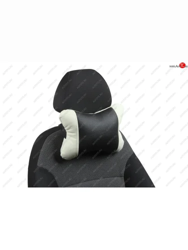 Подушка под шею AUTOPILOT Экокожа (Белый + Черный) 