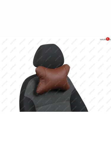 Подушка под шею AUTOPILOT Экокожа (Темно коричневый + Темно коричневый) 