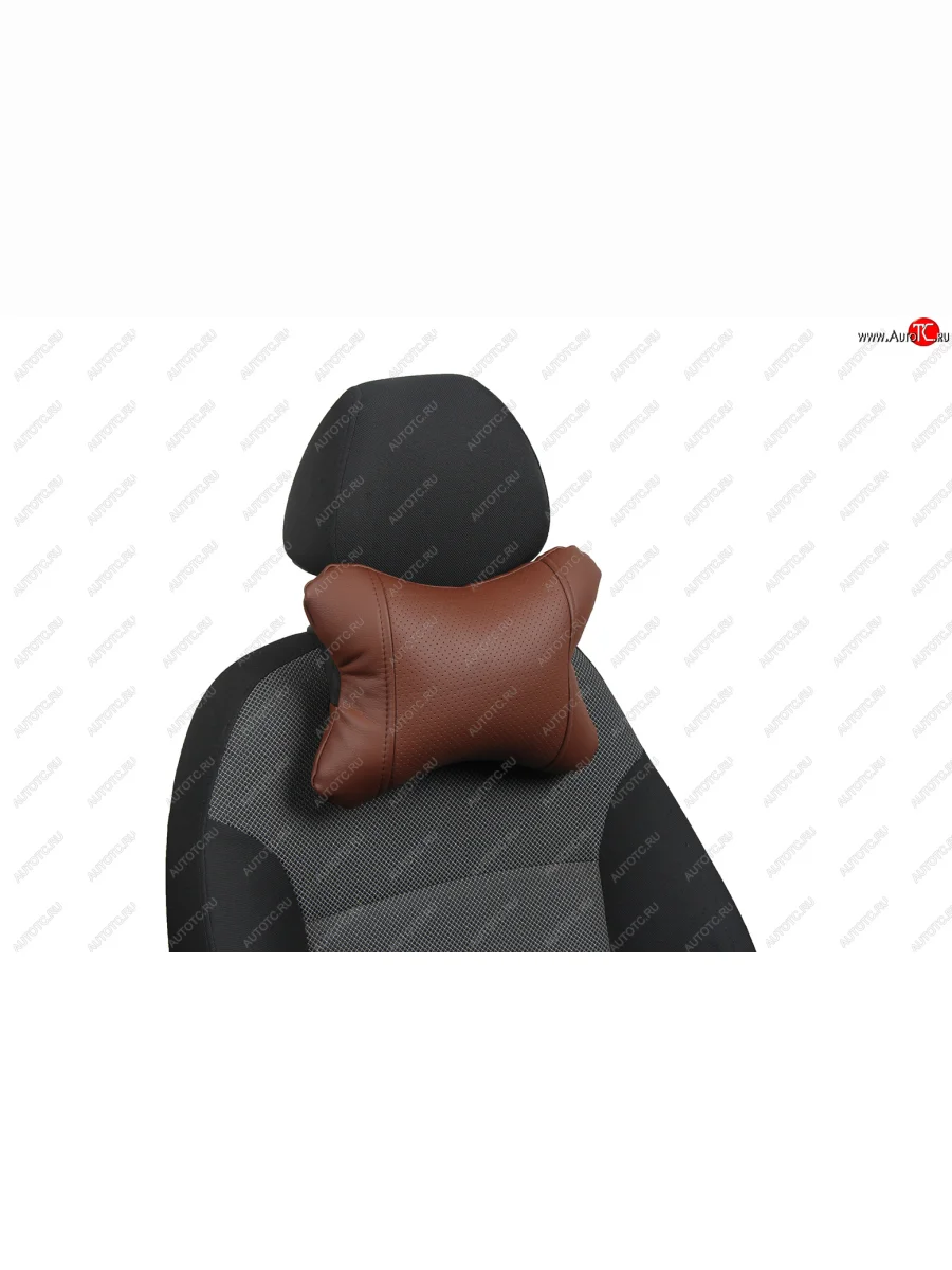 Подушка под шею AUTOPILOT Экокожа   (Темно коричневый + Темно коричневый)  с доставкой в г. Керчь