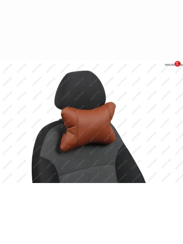 Подушка под шею AUTOPILOT Экокожа (Коричневый + Коричневый) 