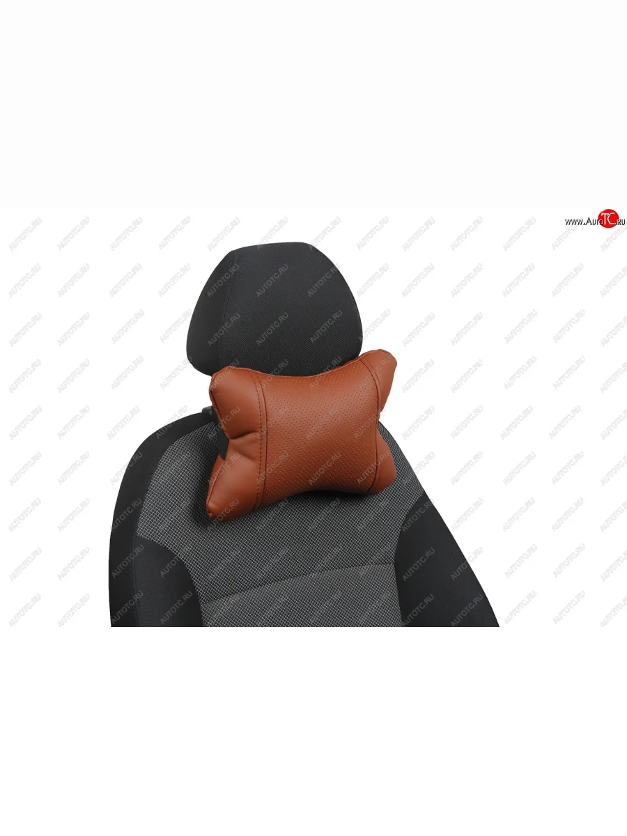 Подушка под шею AUTOPILOT Экокожа   (Коричневый + Коричневый)  в Самаре Самарской области