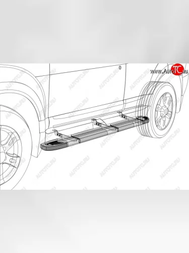 Пороги алюминиевые Slitkoff (Elite Silver) Chevrolet Niva 2123 рестайлинг (2009-2020)