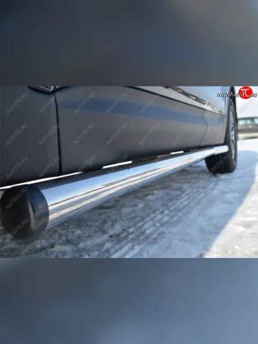 Защита порогов SLITKOFF (Ø 63 мм, нержавейка) (С заглушками на торцах, в) Honda CR-V  RE1,RE2,RE3,RE4,RE5,RE7 (2007-2010) дорестайлинг